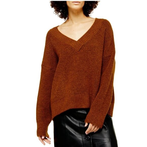 Topshop oversized v-neck chunky sweater - Picture 1 of 3